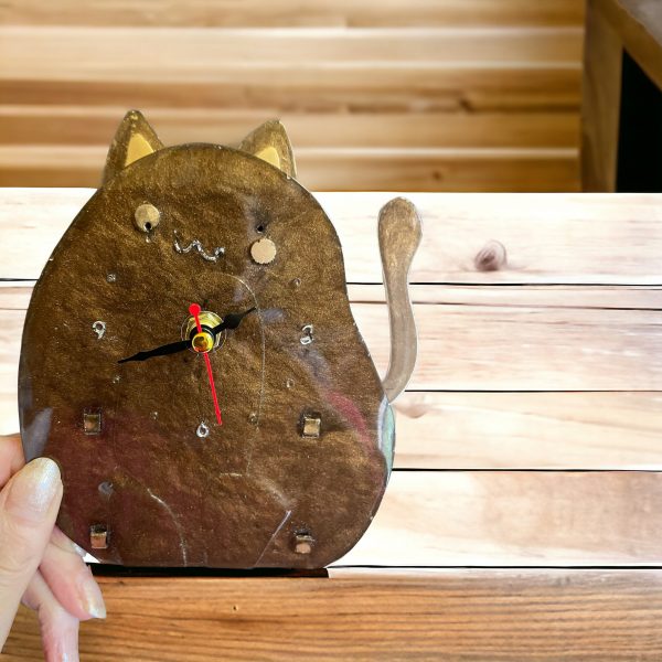 Handmade Resin Cat Desk Clock - Image 5