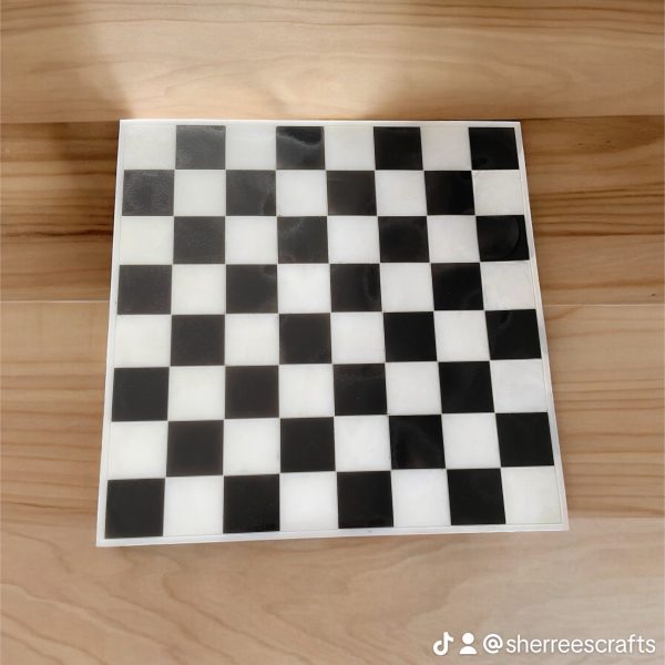 Handmade Resin Chess Board Coffee Table & Pieces - Image 4