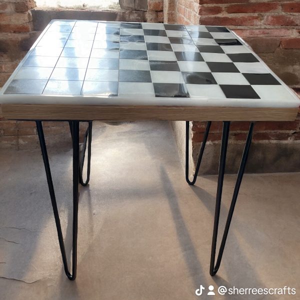 Handmade Resin Chess Board Coffee Table & Pieces - Image 3