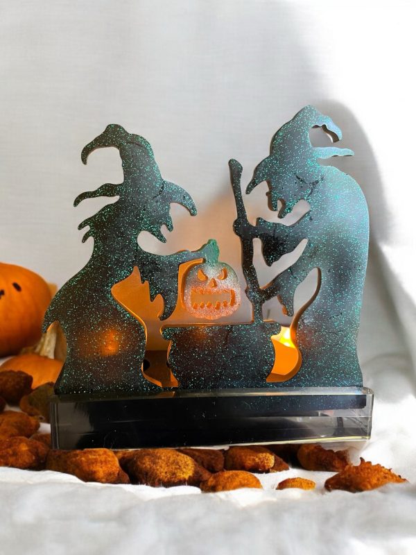 Handmade Resin Witches Cauldron Triple Tea Light Holders - Image 3