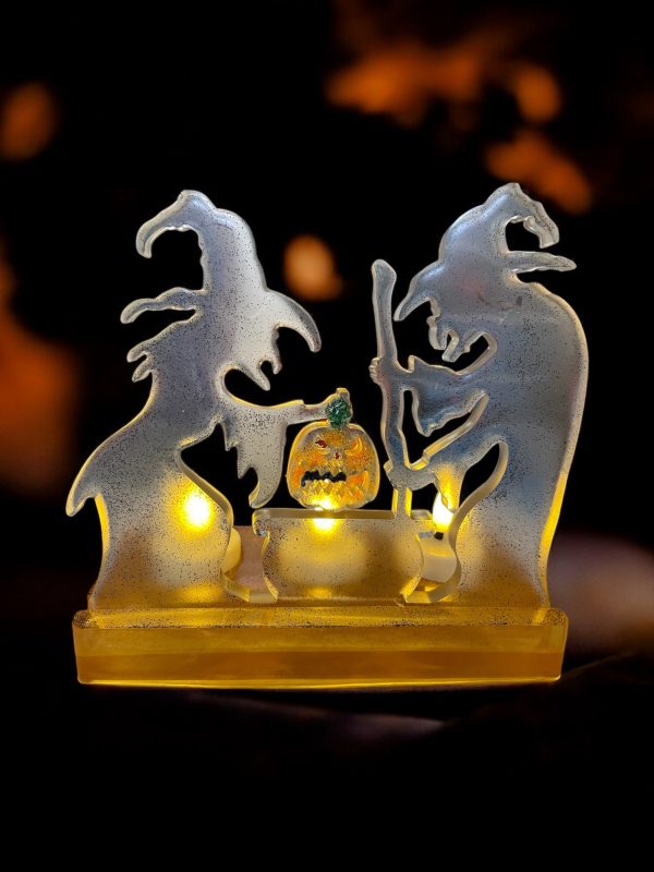 Handmade Resin Witches Cauldron Triple Tea Light Holders