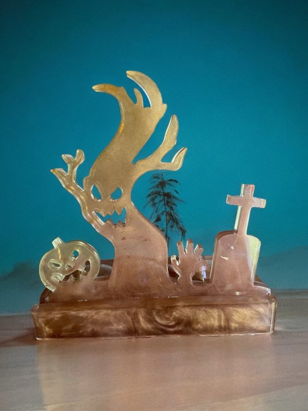 Handmade Resin Halloween Triple Tea Light Holders - Image 5