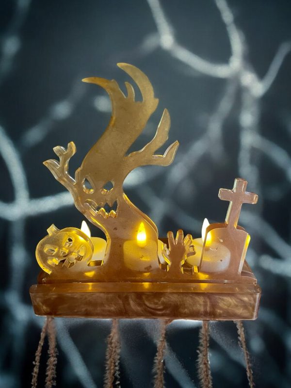 Handmade Resin Halloween Triple Tea Light Holders - Image 4