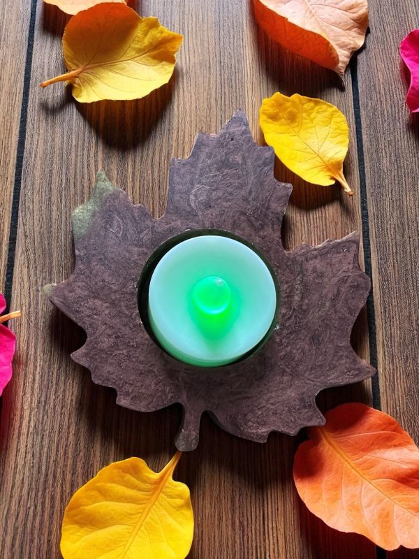 Handmade Resin Maple Leaf Tea Light Holder