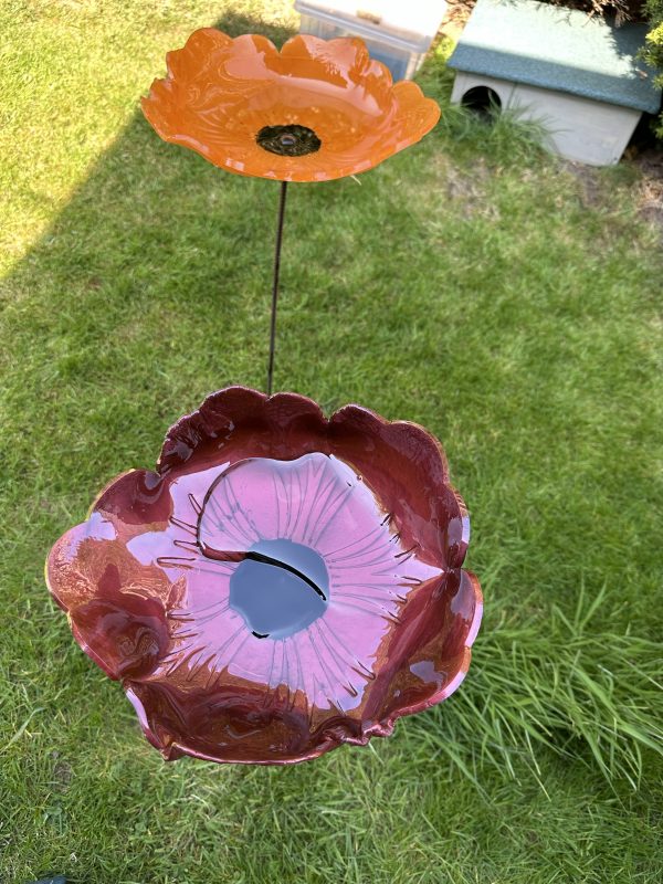 Handmade Resin Flower Design Bird Bath - Image 7