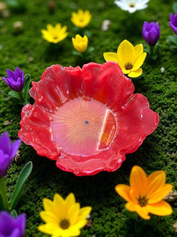 Handmade Resin Flower Design Bird Bath - Image 3
