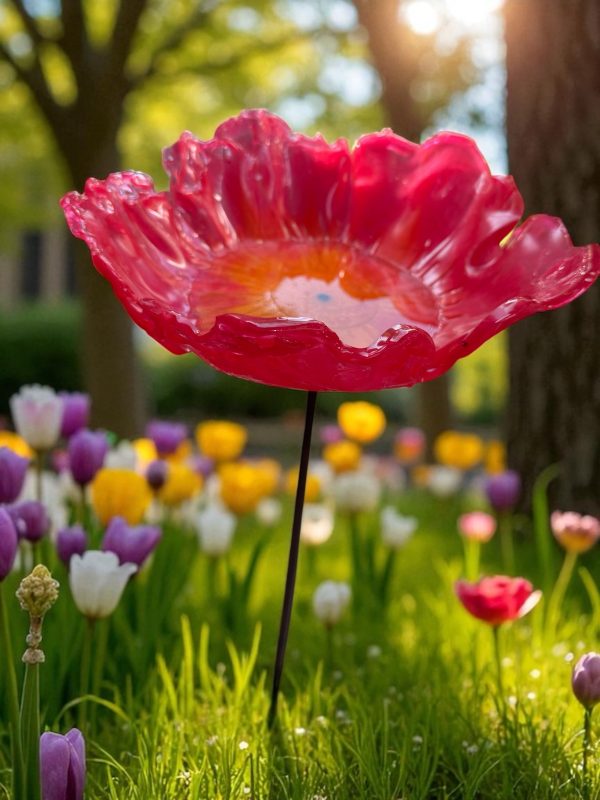 Handmade Resin Flower Design Bird Bath - Image 4