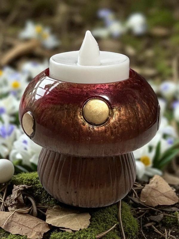 Handmade Resin Mushroom Tea Light Holder