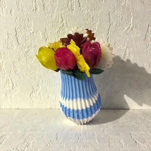 Resin Plant Pot with Resin Flowers & Soil